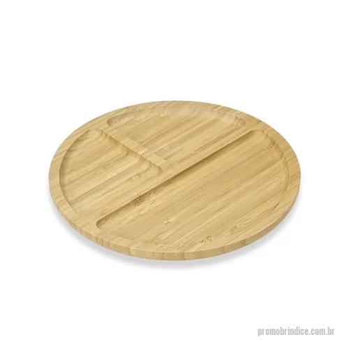 Petisqueira personalizada - Petisqueira de bambu média com 3 divisórias.