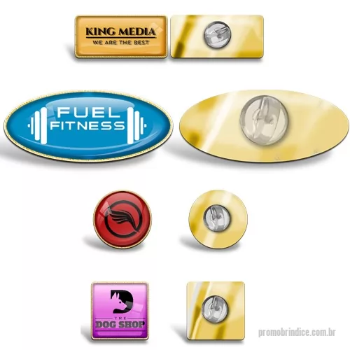 Pin personalizado - Pin metálico com banho de ouro (dourado). Impressão digital em etiqueta resinada. Fixação por pino e borboleta de silicone