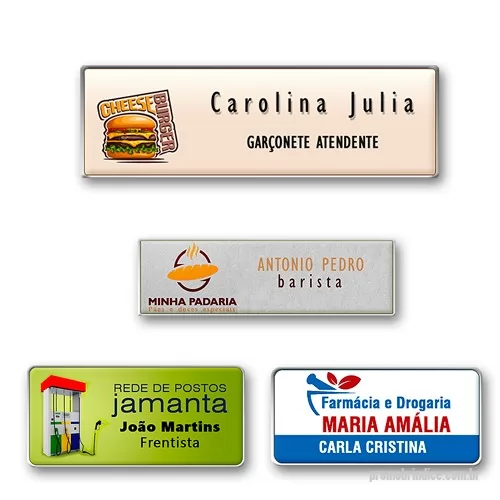 Pin personalizado - Cracha de metal, com banho niquelado. Tamanho aproximado 60x25 mm. Gravação em etiqueta resinada cristal