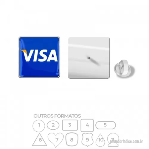 Pin personalizado - Pin metálico com banho niquelado (prateado). Impressão digital em etiqueta resinada. Fixação por pino e borboleta de silicone