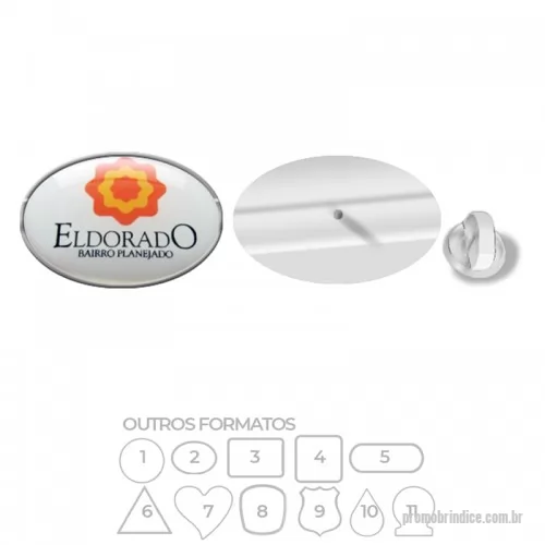 Pin personalizado - Pin metálico com banho niquelado (prateado). Impressão digital em etiqueta resinada. Fixação por pino e borboleta de silicone