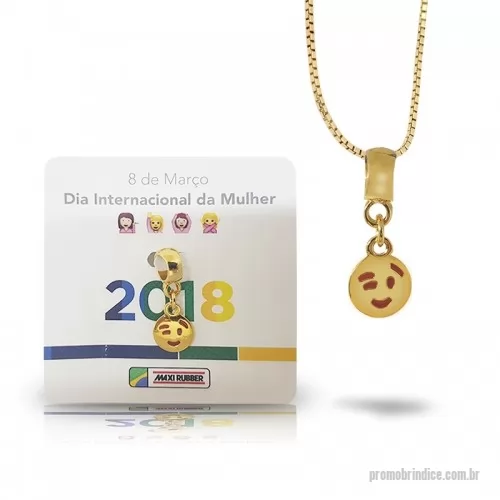 Pingente personalizado - Pingente emoji em liga88, banhado a ouro, peça abaolada, com 2 faces, aplicação de resina 1 cor, ação para o Dia Internacional da Mulher. Embalagem tag com personalização.  * Corrente como sugestão