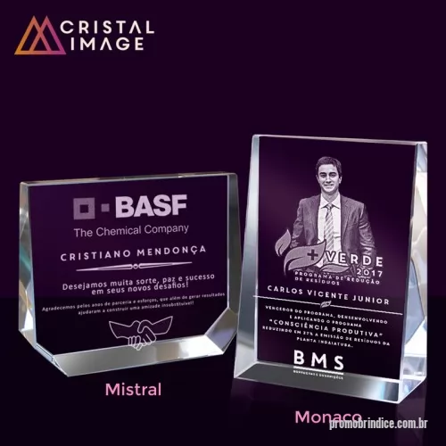 Placa comemorativa de cristal ou vidro personalizada - Paaca Cristal diversos tamanhos e formatos com gravação interna a laser