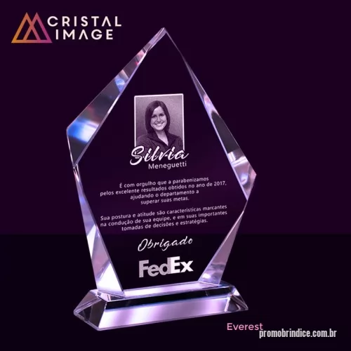 Placa comemorativa de cristal ou vidro personalizada - PLaca de homenagem em Cristal com gravação laser 2D no interior da peça