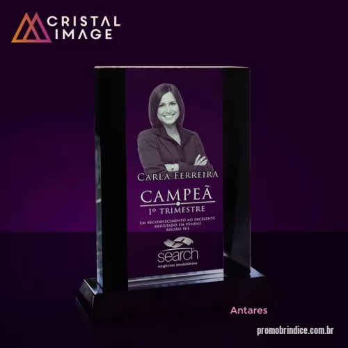 Placa comemorativa de cristal ou vidro personalizada - PLaca cristal com laterais em crystal blacl e gravação interna a laser