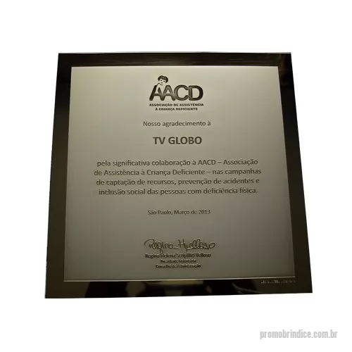 Placa comemorativa metálica personalizada - PLACA DE HOMENAGEM EM INOX OU LATÃO (PODE ACOMPANHAR BASE ACRÍLICO, MOLDURA, ESTOJO OU CAPA DE VELUDO) . BANHADA EM NÍQUEL, OURO, BRONZE, ETC.