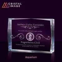 PLaca / Bloco Cristal com gravação interna laser 2D ou 3D