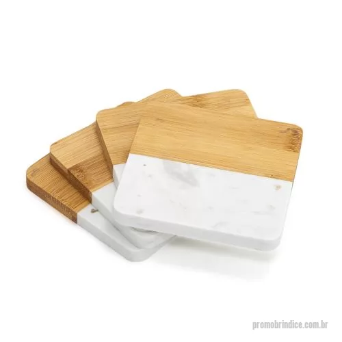 Porta abaixador de língua personalizada - Porta Copo em Bambu e Mármore Personalizado