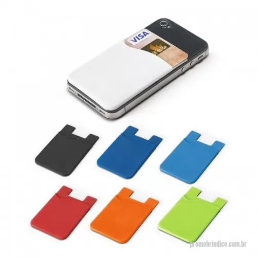 Porta cartão de crédito personalizada - Porta cartões para celular em silicone com autocolante no verso. 57 x 87 x 3 mm