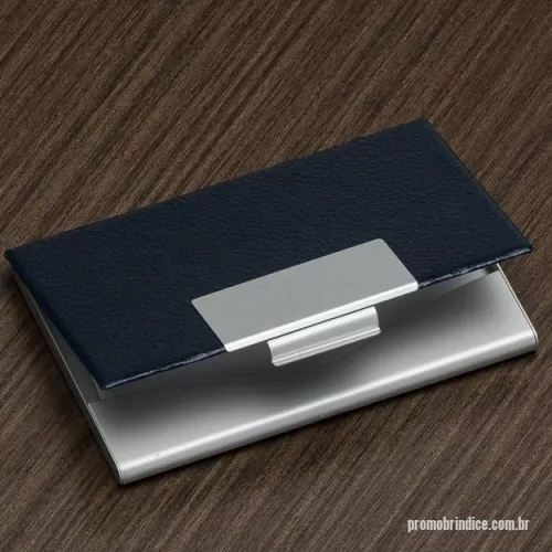 Porta cartão de visita de bolso personalizada -  Porta cartão em couro sintético,   Tamanho total do produto: (CxL) 10,2cm X 6,5cm