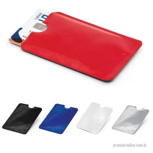 Porta cartão personalizada - Porta cartões em Alumínio, com tecnologia de bloqueio RFID. 92 x 63 mm
