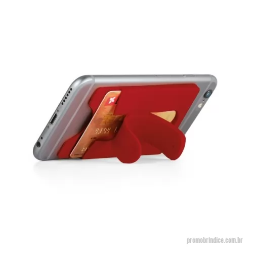 Porta cartão personalizada - Porta cartões para celular em silicone com autocolante no verso e suporte para smartphone.