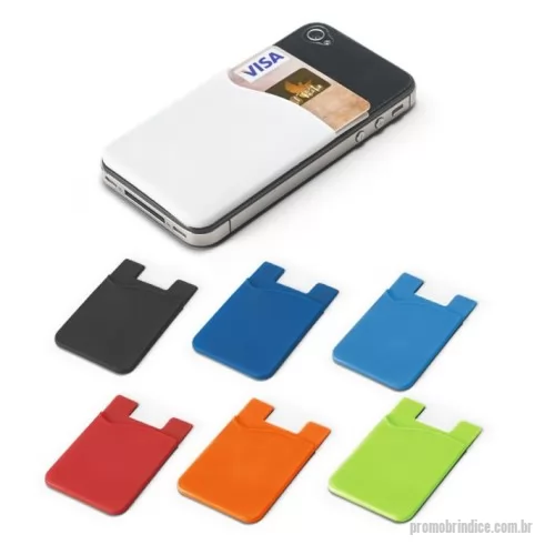 Porta cartão personalizada - Porta cartões para celular em silicone com autocolante no verso. 57 x 87 x 3 mm