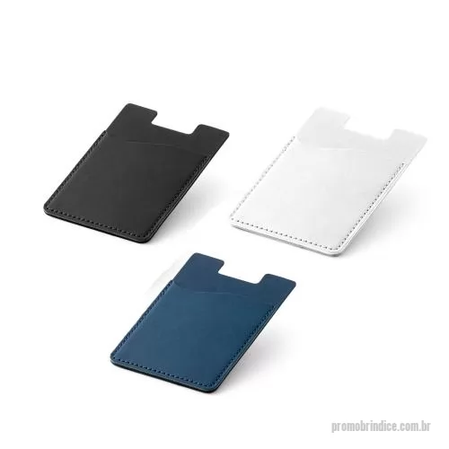 Porta cartão personalizada - Porta-cartões para celular em PU com bloqueio de RFID, capacidade para 1 cartão e autocolante no verso. 92 x 62 x 3 mm