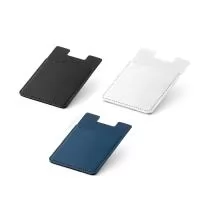Porta-cartões para celular em PU com bloqueio de RFID, capacidade para 1 cartão e autocolante no verso. 92 x 62 x 3 mm