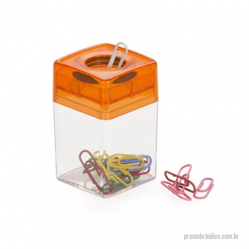 Porta clipes personalizada - Porta-clips magnético em plástico, acompanha clips coloridos.