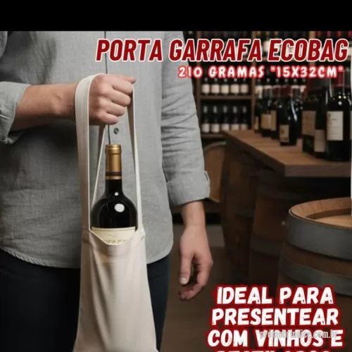 Porta garrafa personalizada - Porta Garrafa Ecobag 210 gramas - medidas 15x32cm