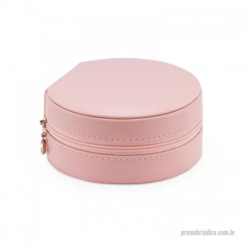 Porta joia personalizada - Porta joias de couro sintético com revestimento aveludado. Possui compartimentos internos para anéis, brincos, pulseiras e colares.
