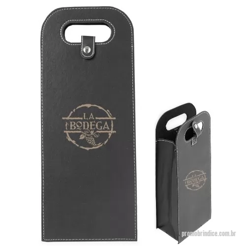 Porta vinho personalizada - Agregue valor ao vinho com a sacola para vinho em couro sintético. Gravação da logomarca a laser. Acomoda até duas garrafas. Despachamos com frete pago para sul, sudeste e centro oeste