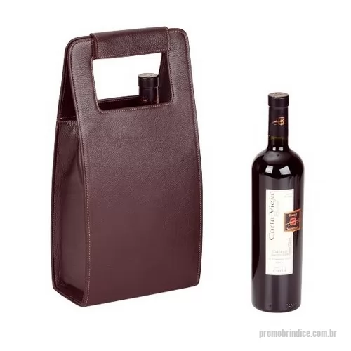 Porta vinho personalizada - Porta Vinho confeccionado em couro para 2 garrafas.
