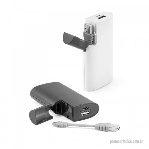 Power bank personalizado - Bateria portátil em ABS. Bateria polímero de lítio com capacidade de 4.000 mAh, tempo de vida ? 500 ciclos, entrada 5V/1A e saída 5V/1A. 1 porta USB. Incluso cabo USB / micro USB para carregar a bateria. Fornecido em caixa presente. 