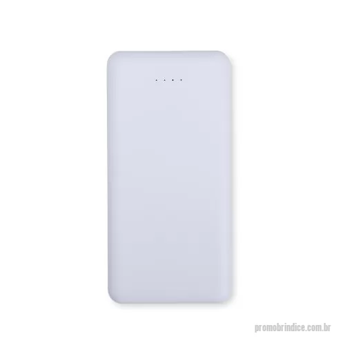 Power bank personalizado - Power bank em plástico, 10.000mAh, quatro LEDs indicadores de carga. Duas portas USB, uma Micro USB, uma USB-C.