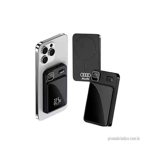Power bank personalizado - Power Bank Magsafe Exclusivo- carregue seu celular ou dispositivos por indução de maneira rápida- com 5000mAh- é perfeito para trabalho e viagens pois tem um visor digital- adere magneticamente ao seu celular sem fios! 15W- saída tipo C ou USB.