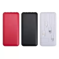 Nosso power bank 10.000mAh 4 em 1 é uma solução prática e eficiente para manter os dispositivos sempre carregados, mesmo quando estiver em movimento. Feito em plástico, possui cabos acoplados com saídas para: Lightning, tipo-C, micro-USB e USB. Apresenta entradas USB-C e micro-USB dedicados apenas para a recarga do aparelho, além de suporte lateral para celular integrado, além de duas lanternas para situações de emergência. Sua entrada micro-USB 5V=2.1A e saída USB 5V=2.1A, oferece um desempenho eficiente e rápido para o dia a dia.  Largura :  6,9 cm  Comprimento :  14,2 cm  Espessura :  2,2 cm