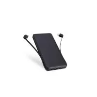 Power bank plástico de 5.000mAh com indicadores led de bateria e cabos acoplados: Tipo-C e V8. Acompanha cabo USB V8 e adaptador Lightning.  Largura: 6,4 cm Comprimento: 10,4 cm Espessura: 1,4 cm Medidas aproximadas para gravação: (CxL): 8 cm x 5 cm