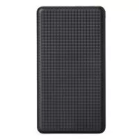 Carregador portátil plástico com 10.000mAh e indicador led de bateria. Possui entrada V8, acompanha cabo USB e adaptador lightning.