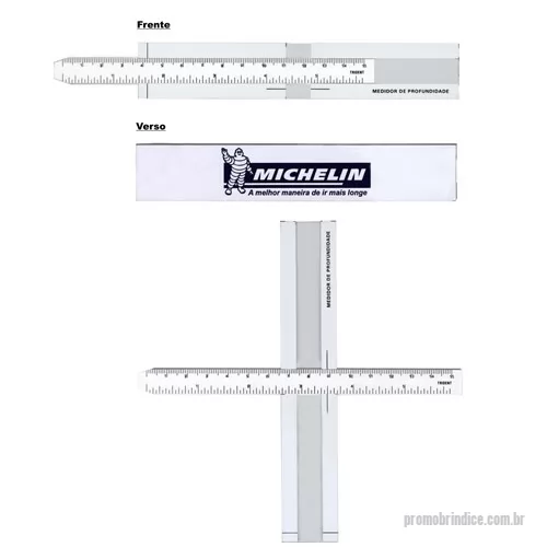 Profundimetro para medir sulco de pneu personalizado - Calibre para medir sulcos de pneus - Médio - 160 x 30 x 5 mm.