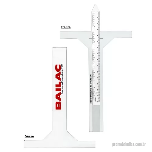 Profundimetro para medir sulco de pneu personalizado - Calibre para medir sulcos de pneus - Grande - 180 x 130 x 5 mm.