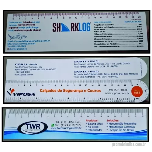 Régua personalizada - Reguás em PVC ou PS 0,70mm, impressão colorida conforme sua arte/logo. Destaque em seu cliente
