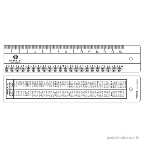 Régua personalizada - RÉGUA FERRAGISTA DE 15 CMS