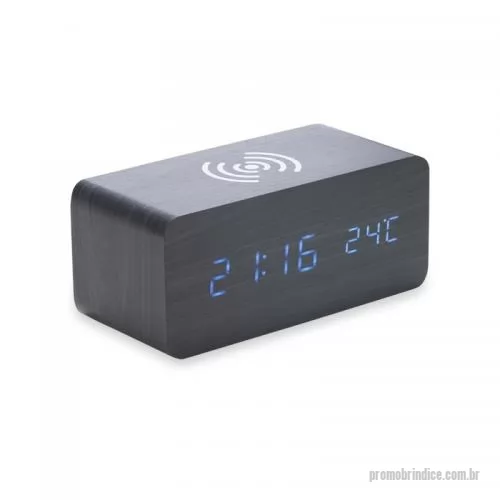 Relógio de mesa personalizado - Relógio de Mesa Digital com Carregador por Indução Personalizado