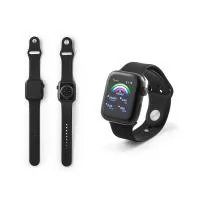 "Relógio inteligente com tela IPS de 1.85 polegadas com bracelete em silicone e à prova de salpicos de água com IPX4. Bateria com capacidade até 200 mAh, aproximadamente 3 dias de autonomia (standby até 20 dias). A ligação BT permite conectar o seu c