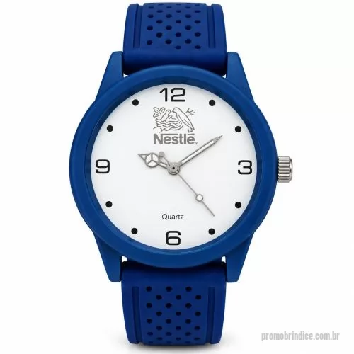 Relógio de pulso personalizado - Relógio de pulso analógico personalizado com logo, caixa azul, pulseira esportiva de borracha , bateria Maxcell, maquina SL68 , com garantia de 1 ano e embalagem personalizada sem limite de cores (mostrador sem limite de personalização).