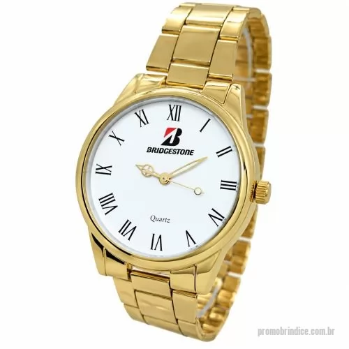 Relógio de pulso personalizado - Relógio de pulso analógico personalizado com logo, caixa dourada, pulseira de aço dourado , bateria Maxcell, maquina SL68 , com garantia de 1 ano e embalagem personalizada sem limite de cores (mostrador sem limite de personalização).