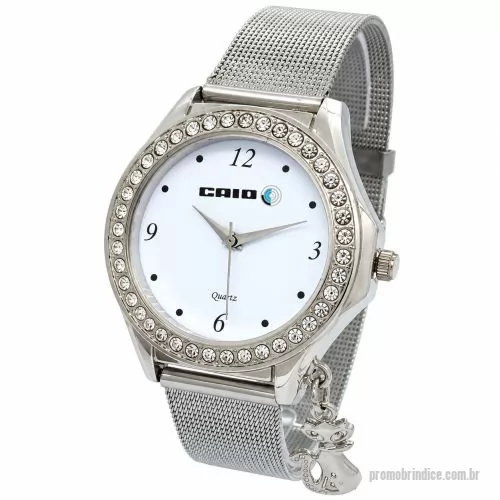 Relógio de pulso personalizado - Relógio de pulso analógico personalizado com logo, caixa cromada pulseira de aço , bateria Maxcell, maquina SL68 , com garantia de 1 ano e embalagem personalizada sem limite de cores (mostrador sem limite de personalização).