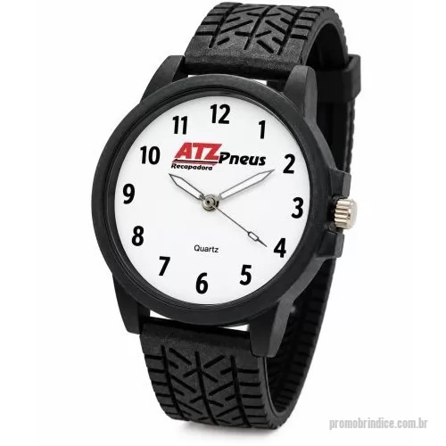 Relógio de pulso personalizado - Relógio de pulso analógico personalizado com logo, caixa preta, pulseira esportiva pneu borracha, bateria Maxcell, maquina SL68 , com garantia de 1 ano e embalagem personalizada sem limite de cores (mostrador sem limite de personalização).