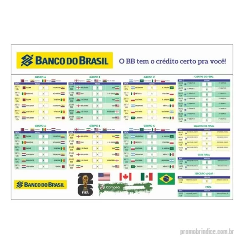 Risque rabisque personalizado - Risque Rabisque Tabela da Copa do Mundo 2026.  Formato 32 cm x 46 cm de PVC, Base na Cor Branca,  Capa com tabela da Copa, Miolo com  20 Folhas, com calendário 2026/2027, Gravação na Base em Serigrafia.