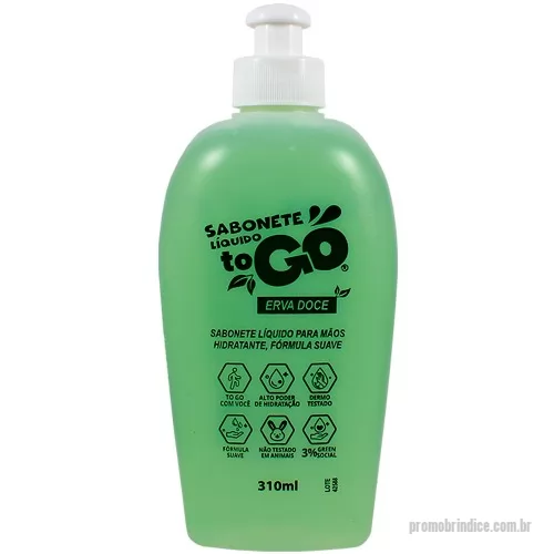 Sabonete líquido personalizado - Sabonete Líquido Erva Doce ToGo 300ml vem com tampa tipo push pull, é dermo testado, tem fórmula suave, propriedades hidratantes e aroma suave de Erva Doce.   n° Proc. ANVISA 25351.570912/2021-28
