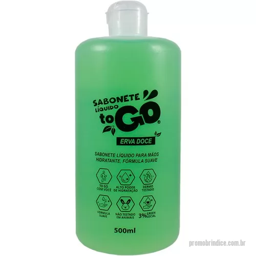 Sabonete líquido personalizado - Sabonete Líquido Erva Doce ToGo 500ml vem com tampa tipo flip top, é dermo testado, tem fórmula suave, propriedades hidratantes e aroma suave de Erva Doce.   n° Proc. ANVISA 25351.570912/2021-28