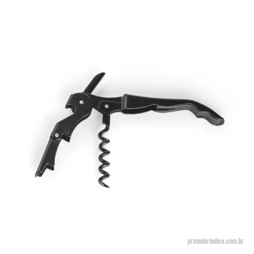 Saca rolha personalizada - Saca-rolhas em metal e PP com abridor de garrafas e canivete de sommelier. Espiral em aço inox. 121 x 20 x 12 mm