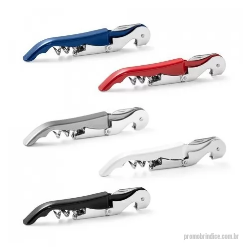 Saca rolha personalizada - Saca-rolhas em metal e PP com abridor de garrafas e canivete de sommelier. Espiral em aço inox.