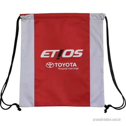 Sacochila personalizada - Mochila esportiva, sacochila personalizada confeccionado com tecido nylon, tamanho 33x40 cm (LxA) e acabamento com cordões de nylon para fechamento.