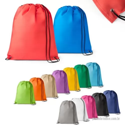 Sacochila personalizada - Mochila Saco ou Sacochila 22901 Sacola tipo mochila em non-woven (80 m/g²) termo-selado com ilhós de metal e cordão 4/1 preto. 330 x 400 mm   FABRICAMOS A MEDIDA QUE PRECISAR!   PRODUTO VENDIDO COM E SEM PERSONALIZAÇÃO consulte vendedor.  TEMOS MAIS DE 60 MIL OPÇÕES DE BRINDES PERSONALIZADOS CONSULTE-NOS. COMPRE TAMBÉM NO ATACADO EM MAIORES QUANTIDADES COM MELHOR PREÇO.  * PRODUTO SUJEITO À DISPONIBILIDADE DE ESTOQUE * APÓS A SUA COMPRA SOLICITE ORÇAMENTO PARA PERSONALIZAÇÃO E VERIFIQUE O PRAZO DE ENTREGA. * COMPRE TAMBÉM PRODUTOS JÁ PERSONALIZADOS! * TRABALHAMOS COM SILK - LASER - TAMPOGRAFIA - ULTRA VIOLETA - TRANSFER - SUBLIMAÇÃO - DECALQUE E RELEVO. * PRODUTOS PERSONALIZADOS PERDEM A GARANTIA DE TROCA  TENDO A NECESSIDADE DE PERSONALIZAÇÃO ENVIAR O LOGO NO MESMO DIA DA COMPRA PARA NÃO HAVER ATRASOS NO SEU PEDIDO!!!  Para quantidades maiores ou menores e cores verificar com o Vendedor.  ATENÇÃO As cores podem sofrer variações de acordo com o tipo, configuração e resolução do seu mon