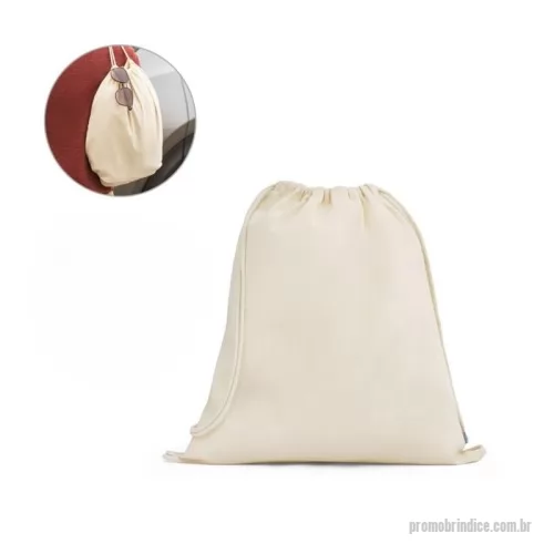 Sacochila personalizada - Sacochila em Algodão 140 g/m². Fabricação Própria.