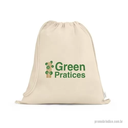 Sacochila personalizada - Sacola tipo mochila 100% algodão reciclado (180 g/m²) com alças. 370 x 410 mm