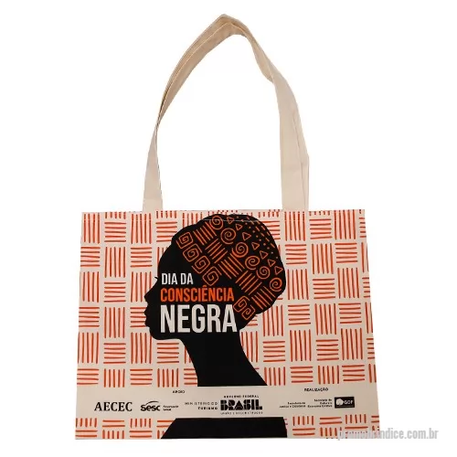 Sacola de Algodão personalizada - sacola em algodão crú com alça e logotipo silkscreen